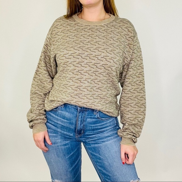 Vintage 90s Textured Wave 3D Earth Color Sweater - Picture 12 of 12